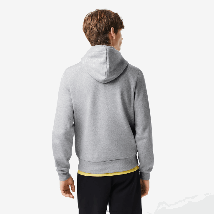 homens Lacoste chine cinza cca moletom com capuz de algodão orgânico 08D0288