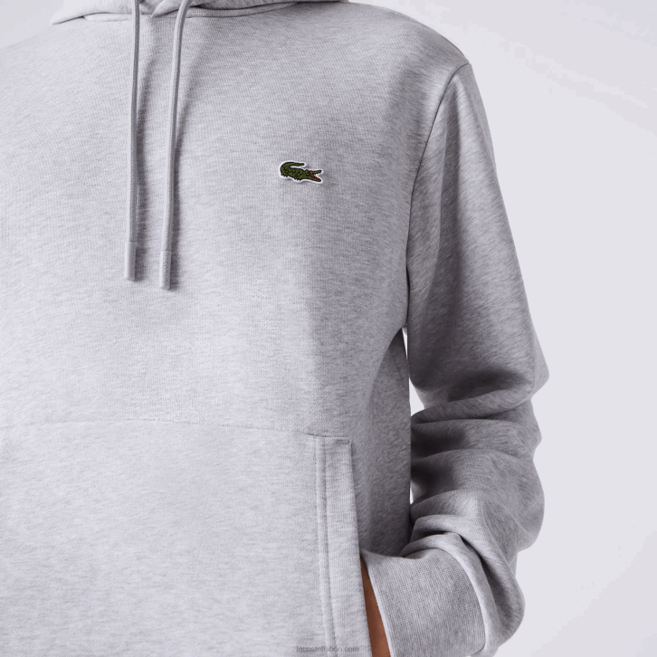 homens Lacoste chine cinza cca moletom com capuz de algodão orgânico 08D0288