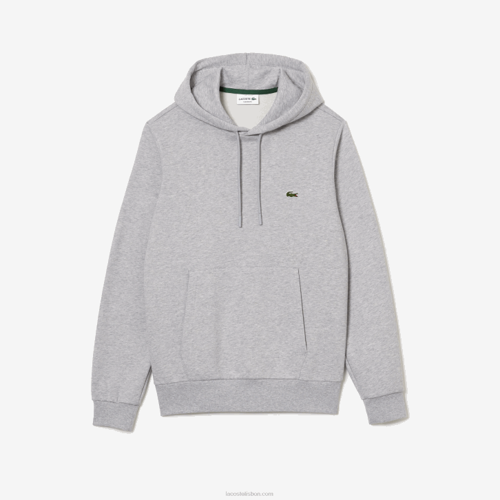 homens Lacoste chine cinza cca moletom com capuz de algodão orgânico 08D0288