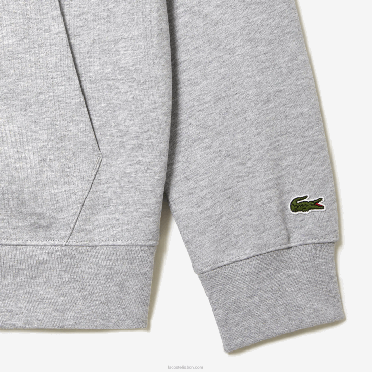 homens Lacoste chine cinza cca moletom com zíper de lã não escovada 08D0322