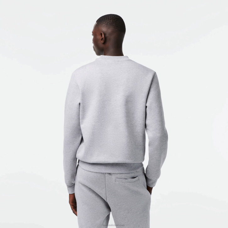 homens Lacoste chine cinza cca moletom de algodão escovado orgânico 08D0287