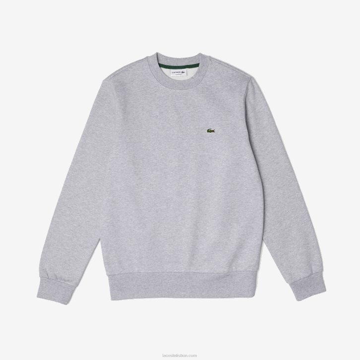 homens Lacoste chine cinza cca moletom de algodão escovado orgânico 08D0287