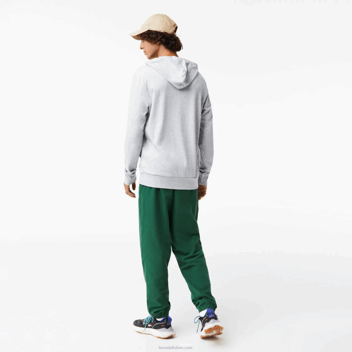 homens Lacoste chine cinza cca moletom de jérsei de algodão com capuz 08D0713