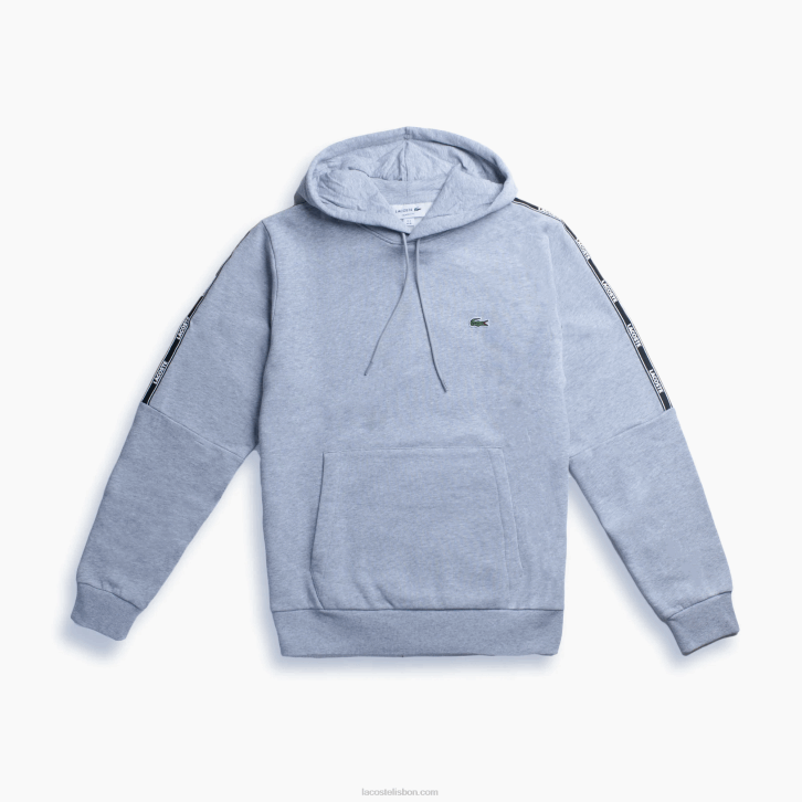 homens Lacoste chine cinza cca moletom de lã com capuz estampado 08D01219