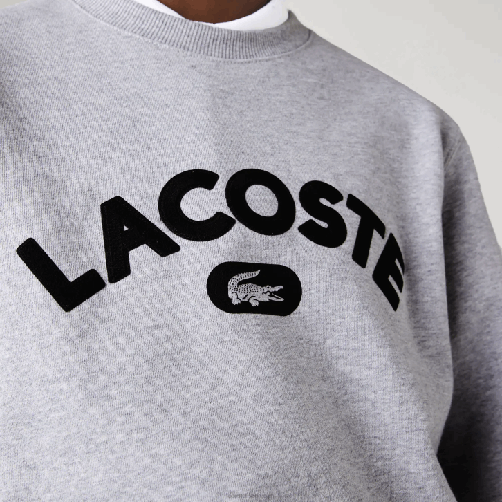 homens Lacoste chine cinza cca moletom felpudo com gola redonda 08D01161