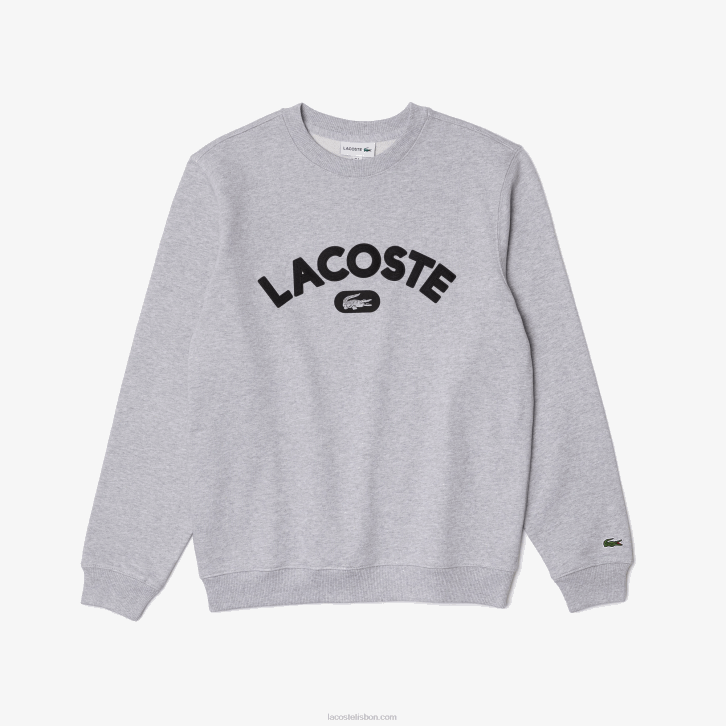 homens Lacoste chine cinza cca moletom felpudo com gola redonda 08D01161