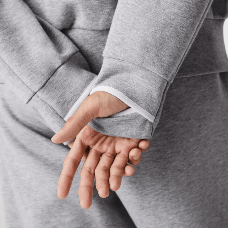 homens Lacoste chine cinza cca moletom gola alta com zíper em mistura de algodão 08D01022