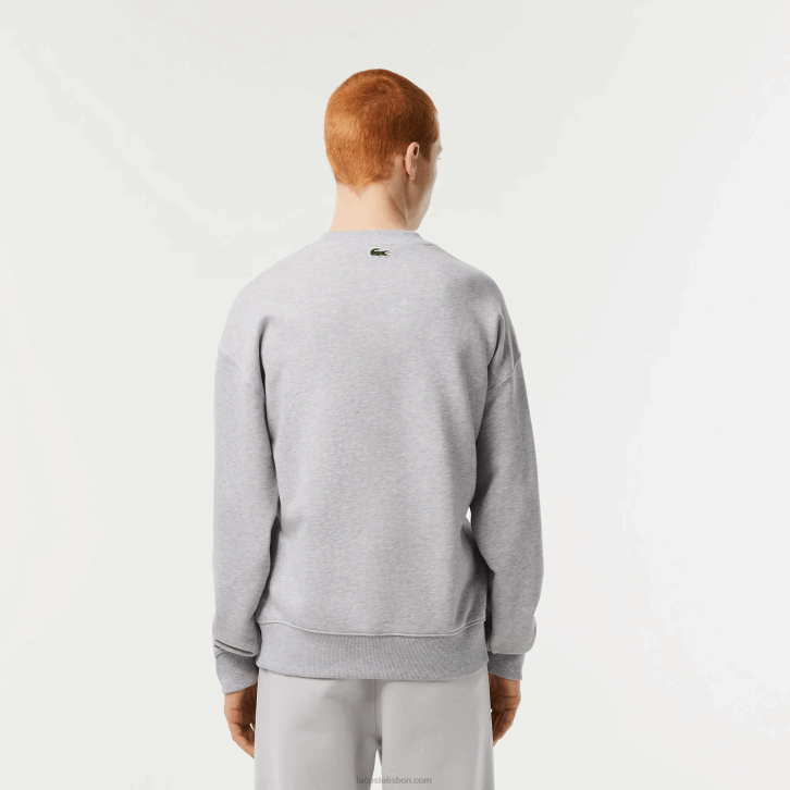 homens Lacoste chine cinza cca moletom gola redonda com estampa croc 08D0362