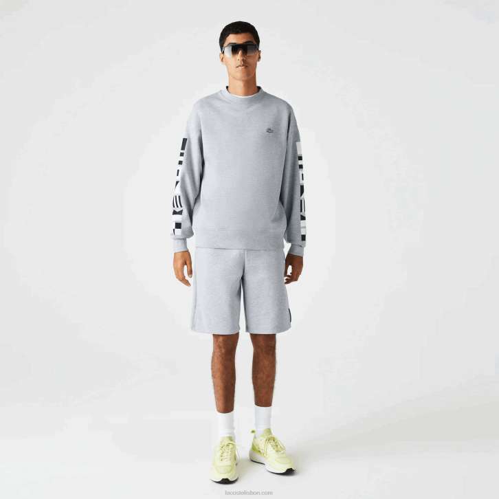 homens Lacoste chine cinza cca moletom solto com estampa reflexiva 08D0983