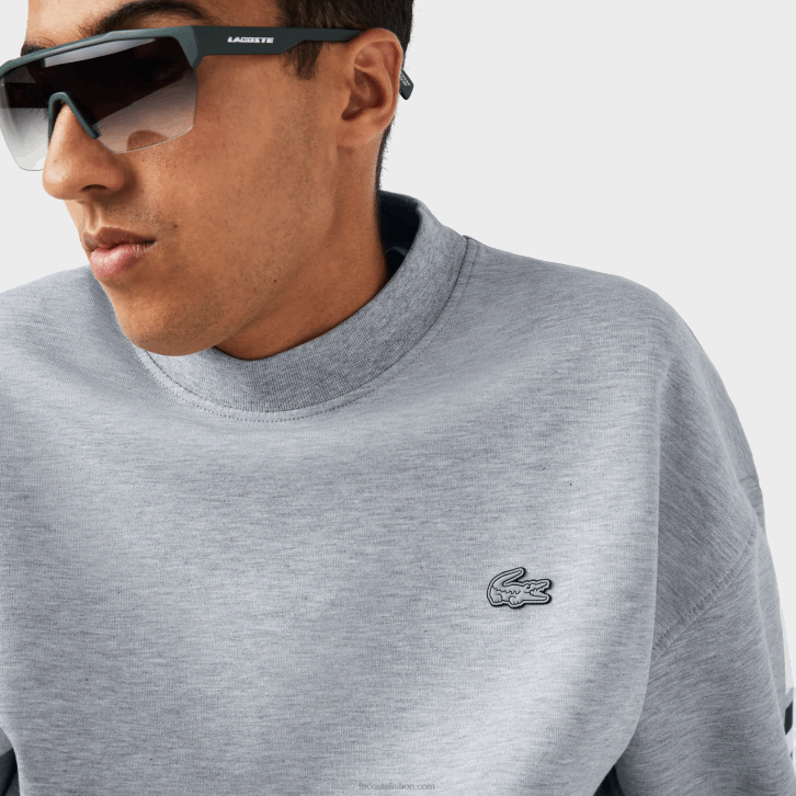 homens Lacoste chine cinza cca moletom solto com estampa reflexiva 08D0983