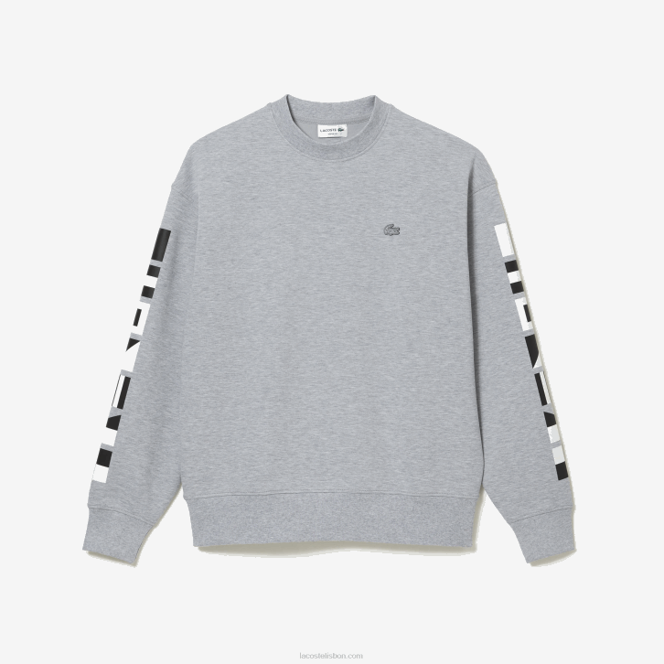 homens Lacoste chine cinza cca moletom solto com estampa reflexiva 08D0983