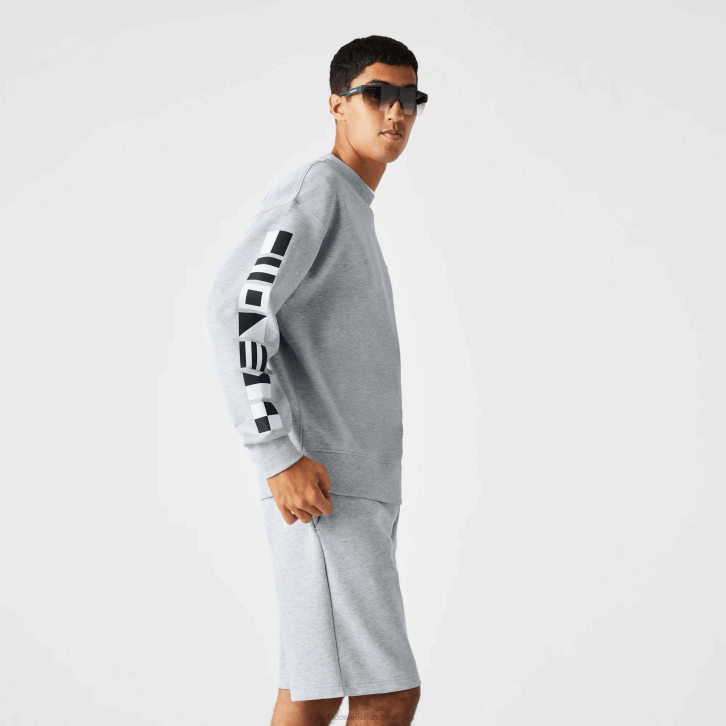 homens Lacoste chine cinza cca moletom solto com estampa reflexiva 08D0983