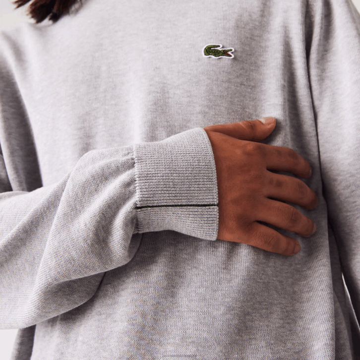 homens Lacoste chine cinza cca suéter de gola redonda de algodão orgânico 08D01452