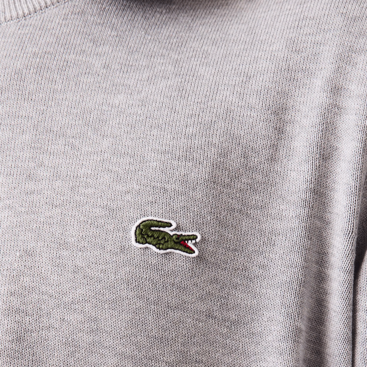 homens Lacoste chine cinza cca suéter de gola redonda de algodão orgânico 08D01452