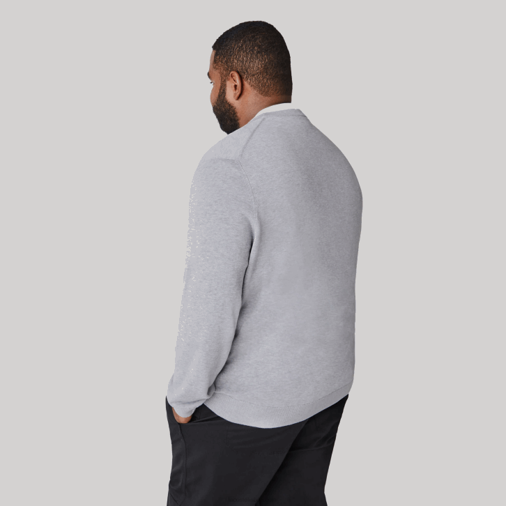 homens Lacoste chine cinza cca suéter de gola redonda de algodão orgânico 08D01452