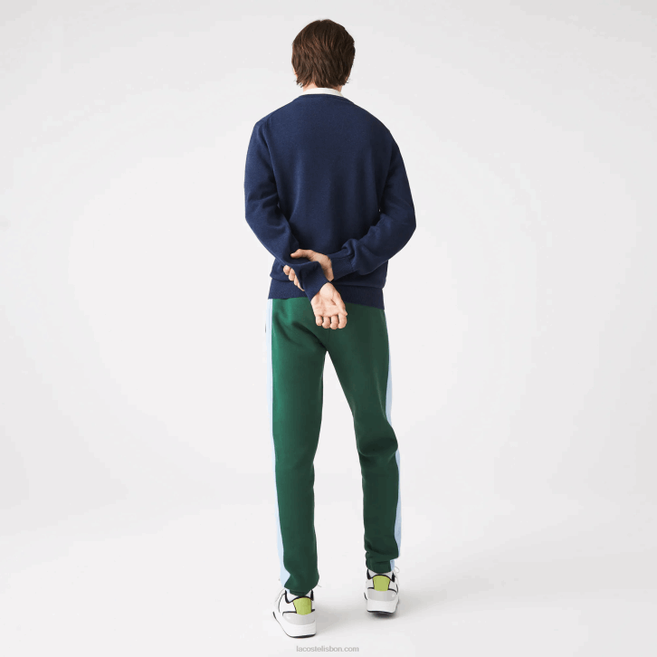 homens Lacoste chinelo azul 3gf suéter de algodão orgânico com decote em V 08D01325