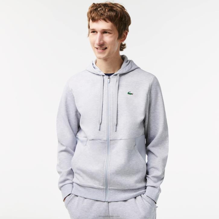 homens Lacoste chines cinza claro 9ya capuz de painéis de malha esportiva 08D01018