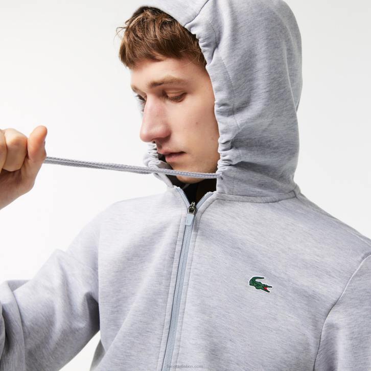 homens Lacoste chines cinza claro 9ya capuz de painéis de malha esportiva 08D01018