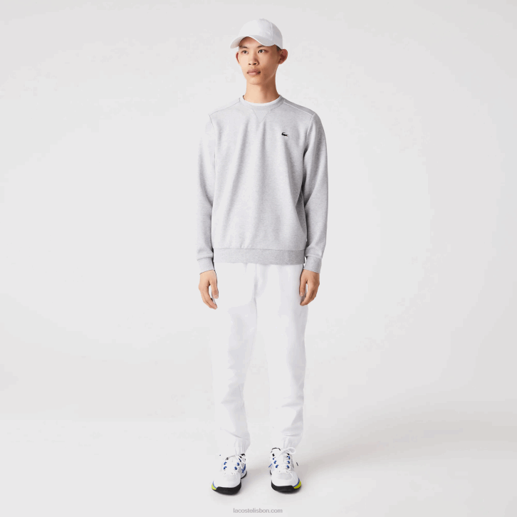 homens Lacoste chines cinza claro 9ya moletom com painéis de malha esportiva 08D01062