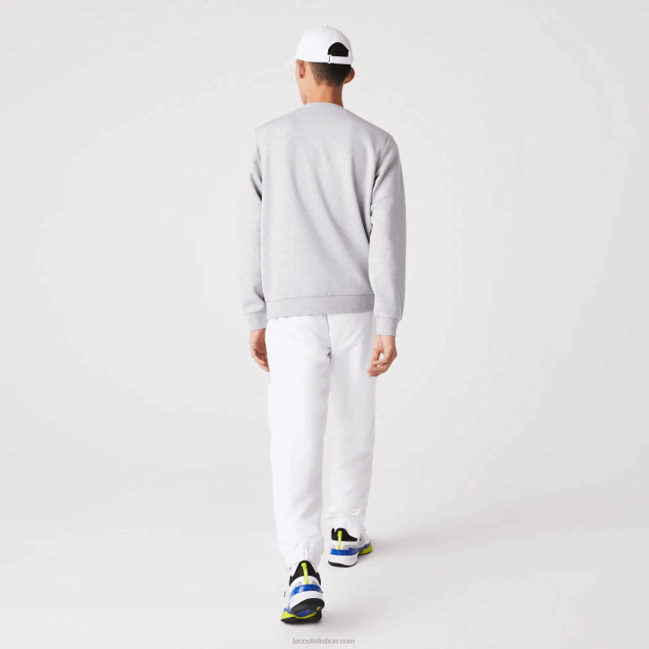 homens Lacoste chines cinza claro 9ya moletom com painéis de malha esportiva 08D01062