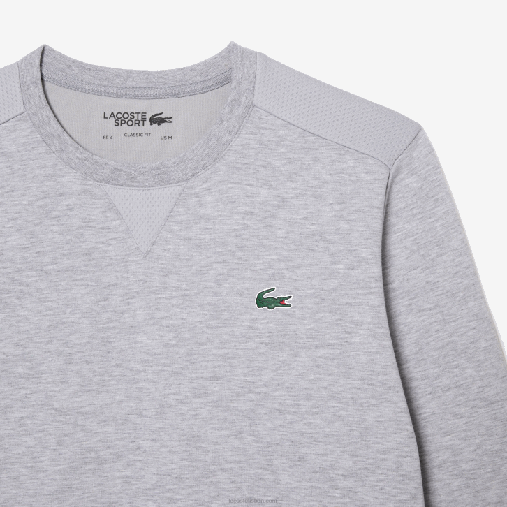 homens Lacoste chines cinza claro 9ya moletom com painéis de malha esportiva 08D01062