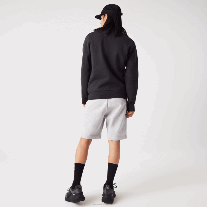 homens Lacoste cinza el6 moletom de lã escovado com zíper de ajuste regular 08D01271