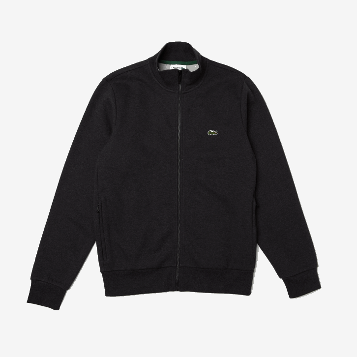 homens Lacoste cinza el6 moletom de lã escovado com zíper de ajuste regular 08D01271