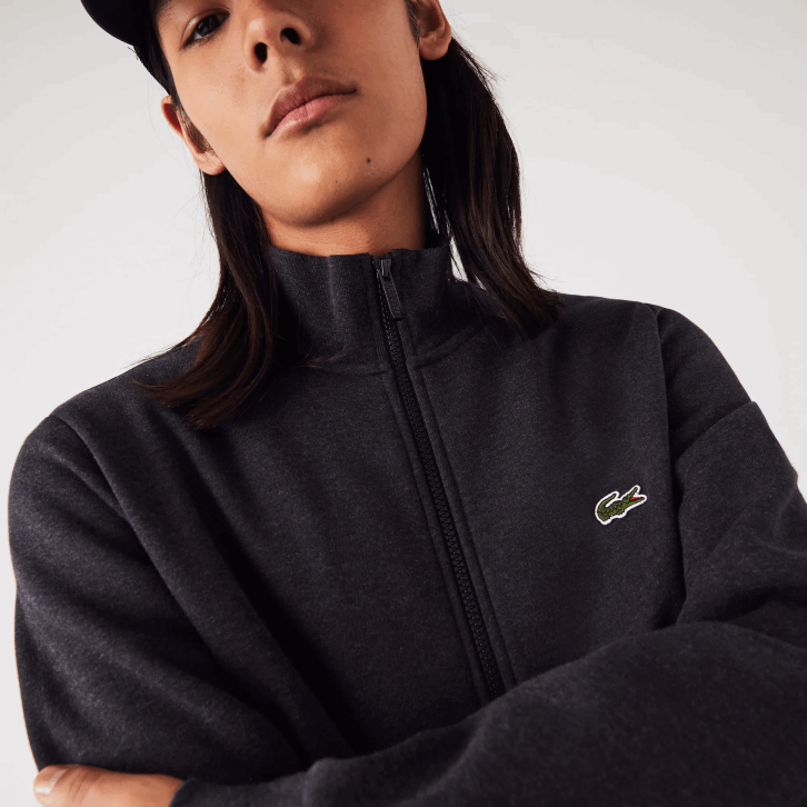homens Lacoste cinza el6 moletom de lã escovado com zíper de ajuste regular 08D01271
