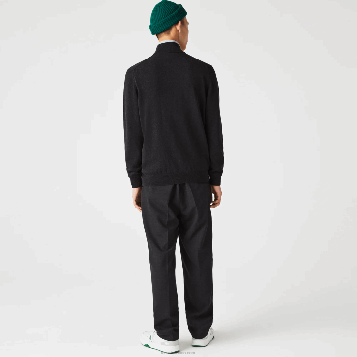homens Lacoste cinza el6 suéter de gola alta de algodão orgânico com zíper 08D0462
