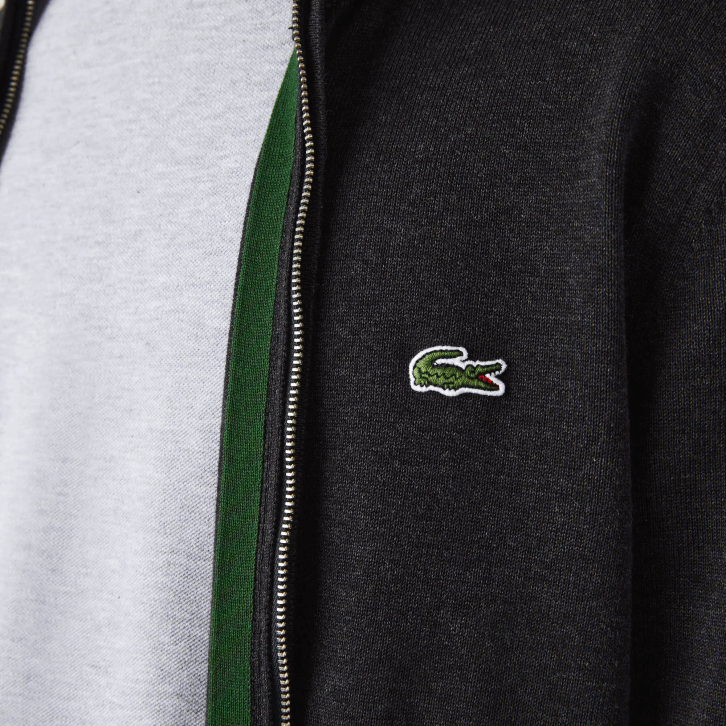 homens Lacoste cinza el6 suéter de gola alta de algodão orgânico com zíper 08D0462