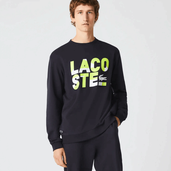 homens Lacoste cinza escuro 2z8 moletom de lã de algodão com estampa regular 08D01615