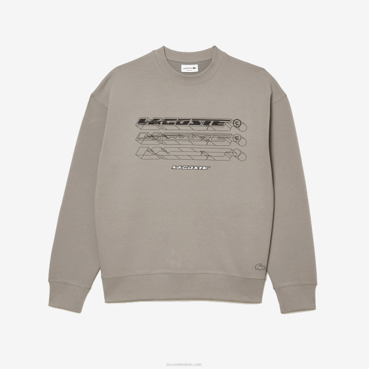 homens Lacoste cinza kzw moletom de marca folgado 08D08