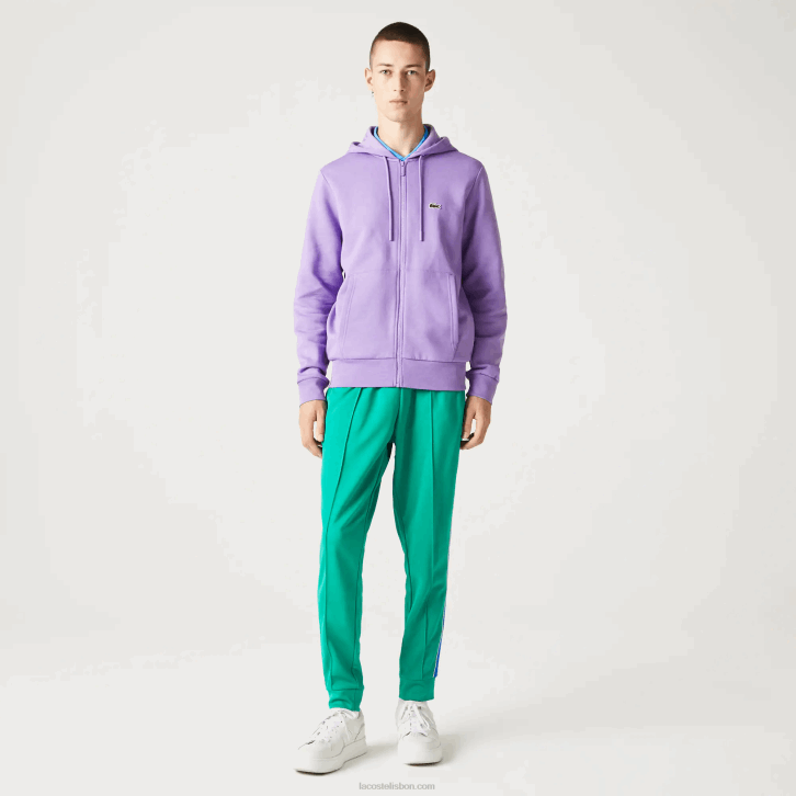 homens Lacoste gfu roxo moletom de lã bolso canguru com zíper 08D01102