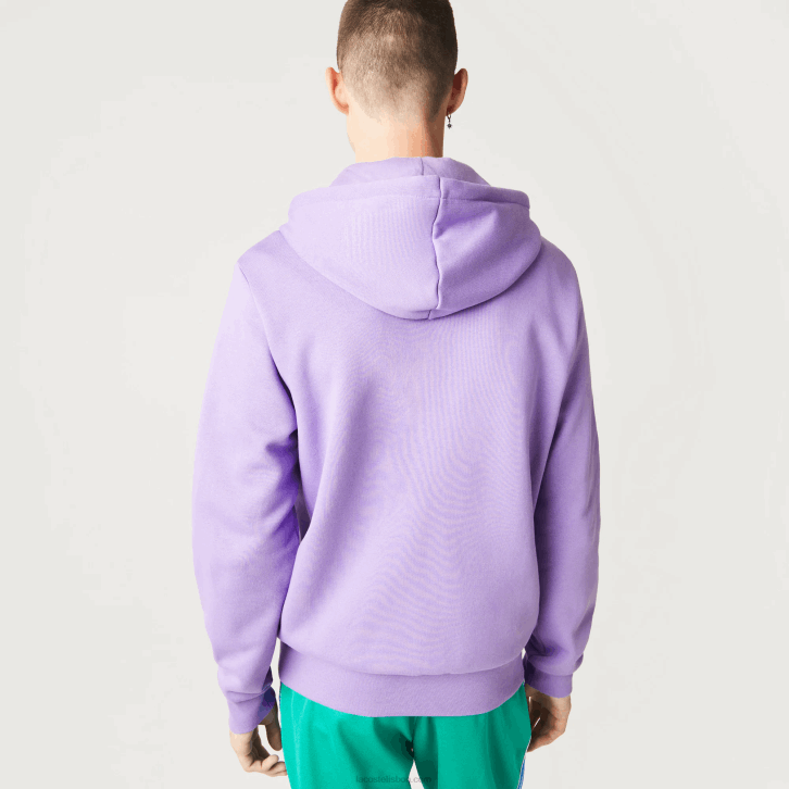 homens Lacoste gfu roxo moletom de lã bolso canguru com zíper 08D01102