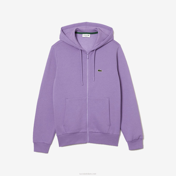 homens Lacoste gfu roxo moletom de lã bolso canguru com zíper 08D01102