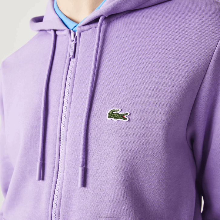 homens Lacoste gfu roxo moletom de lã bolso canguru com zíper 08D01102