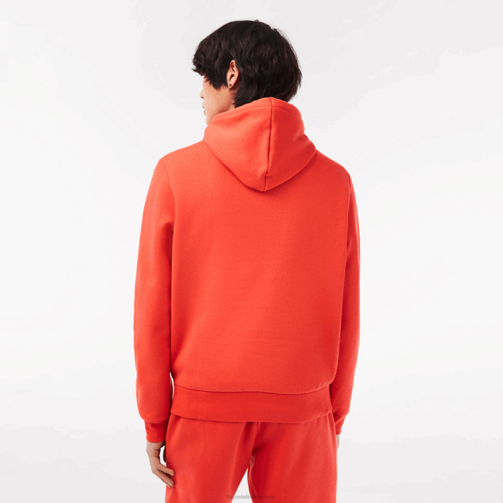 homens Lacoste laranja 02k moletom com capuz de algodão orgânico 08D0353