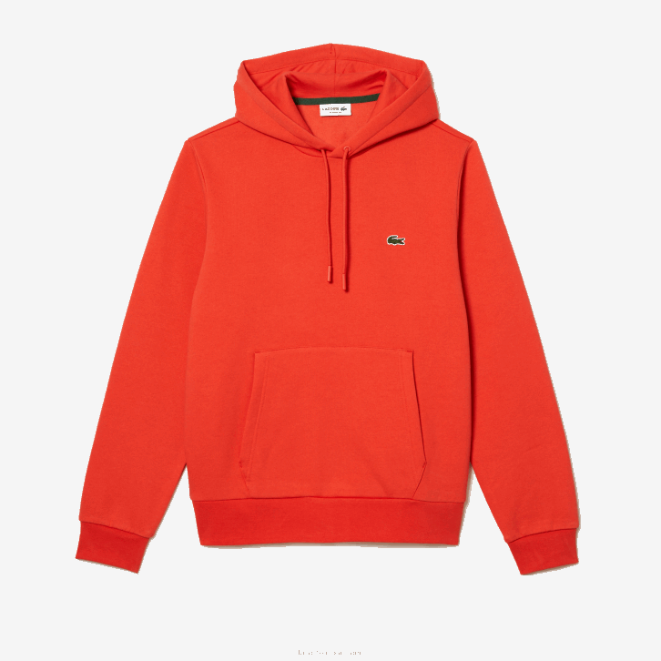 homens Lacoste laranja 02k moletom com capuz de algodão orgânico 08D0353