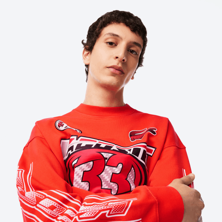 homens Lacoste laranja 02k moletom de lã de algodão solto 08D0327