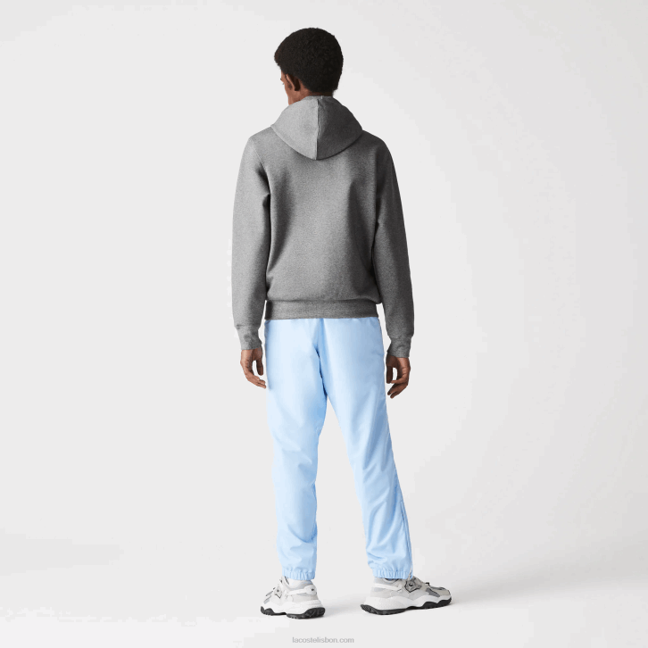 homens Lacoste lombo cinza 1vq moletom com capuz e zíper com letras de mistura de algodão 08D01178