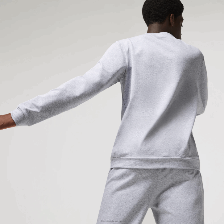 homens Lacoste lombo cinza branco w9d moletom interno de lã de algodão estampado 08D01222
