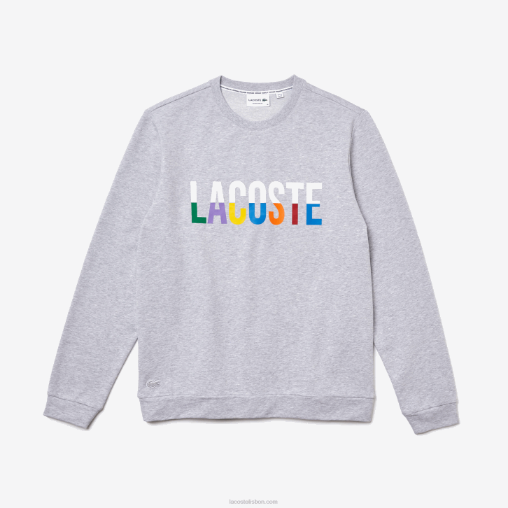 homens Lacoste lombo cinza branco w9d moletom interno de lã de algodão estampado 08D01222