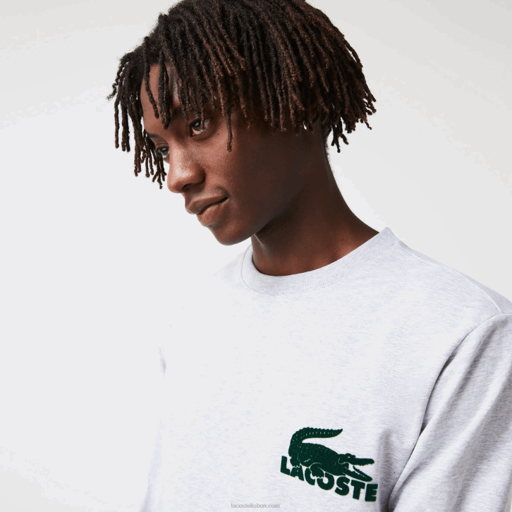 homens Lacoste lombo cinza verde y9k moletom de lã de algodão 08D01386