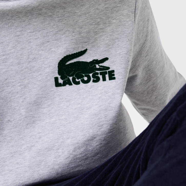 homens Lacoste lombo cinza verde y9k moletom de lã de algodão 08D01386