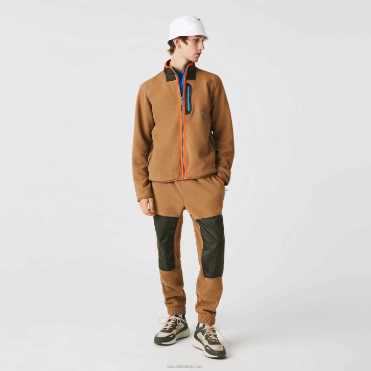 homens Lacoste marrom caqui verde 89f moletom de lã polar com ajuste relaxado 08D0979