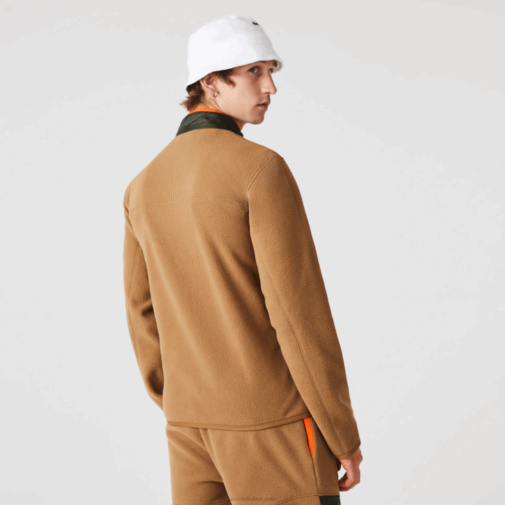 homens Lacoste marrom caqui verde 89f moletom de lã polar com ajuste relaxado 08D0979