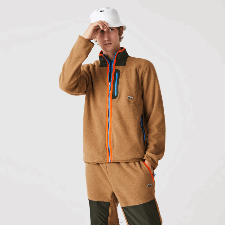 homens Lacoste marrom caqui verde 89f moletom de lã polar com ajuste relaxado 08D0979
