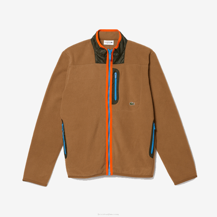 homens Lacoste marrom caqui verde 89f moletom de lã polar com ajuste relaxado 08D0979