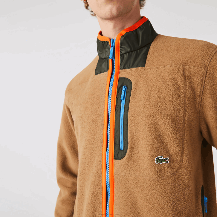 homens Lacoste marrom caqui verde 89f moletom de lã polar com ajuste relaxado 08D0979