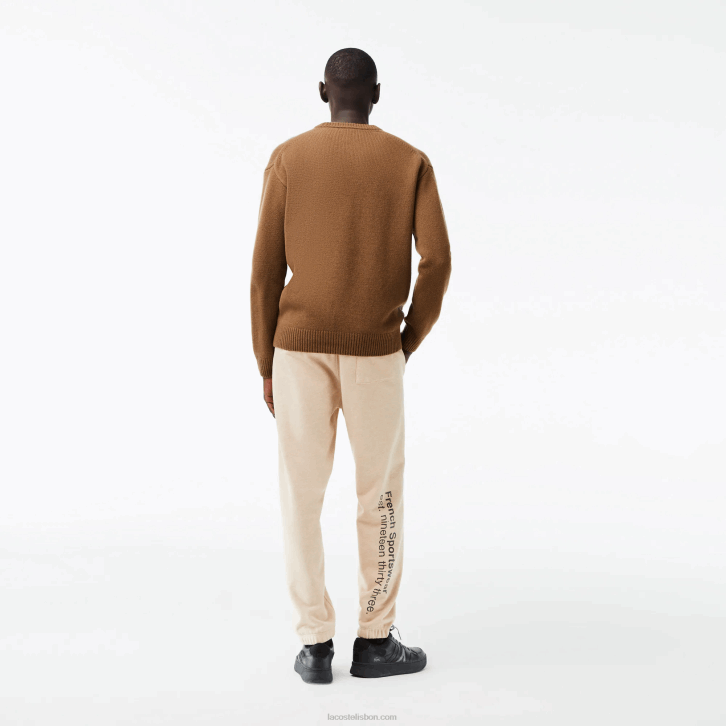 homens Lacoste marrom preto xp9 suéter de lã com letras contrastantes de ajuste clássico 08D01448